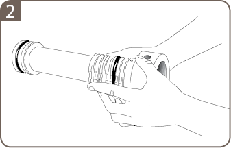 Na extensão de reparação, deslize a ampla borracha preta do anel de vedação na ranhura 6